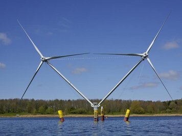  
          Ein Prototyp der schwimmenden Windenergieanlage «Nezzy 2».