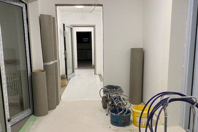 In der ersten Etage läuft der Innenausbau. 
