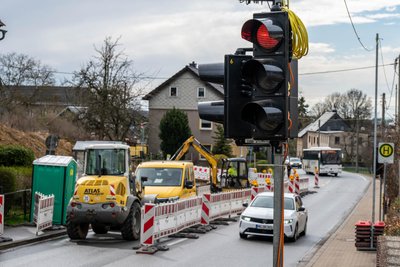 Die Ampel auf der Rochlitzer Straße in Erlau.  Thomas