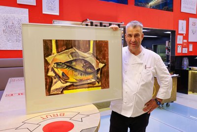 Im Fischrestaurant von Gerd Kastemeier ist auch dieses Karpfen-Aquarell zu sehen.