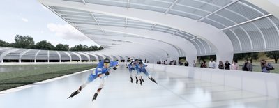 So soll die neue Eisbahn einmal aussehen. Die Überdachung wird allerdings nicht mehr dieses Jahr errichtet. 