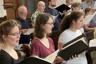 Abschlusskonzert in Stadtkirche Mylau - Bei der Chorprobe.