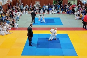 Acht Räucherhäuschen bleiben in Region - Auf drei Matten - zwei in der Sporthalle (Foto) und eine im Trainingsraum - haben sich die jüngsten Judoka zum 23. Turnier um den Räucherkerzenpokal duelliert.