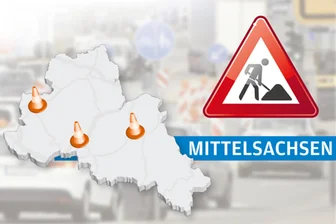 Achtung, Baustelle! Autofahrer brauchen Geduld in Mittelsachsen - Baustellen Banner Mittelsachsen. Grafik: Tilo Steiner