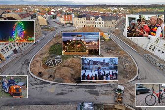 Achtung Satire: Das sind die Knaller des Jahres 2025 in Meerane - Der neu gestaltete Platz an der Chemnitzer Straße in Meerane. Was dort alles möglich sein wird, deutet diese Montage an.