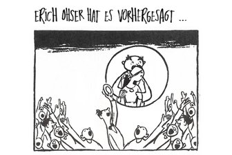 Affäre bei Coldplay-Konzert: Plauen nutzt Skandal für Stadtmarketing - Aus einzelnen Comic-Elementen wurde der virale Moment nachgebaut.