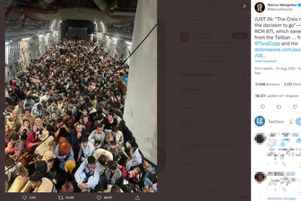 Blick in das Flugzeug der Amerikaner: 640 Menschen wurden mit der Maschine aus Afghanistan gerettet.