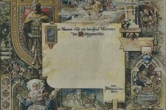 Als ein Mylauer Martin Luther um Ehe-Rat bat - Die von Hermann Vogel gezeichnete Ehrenbürgerurkunde der Stadt Mylau - hier aus der Sammlung von Andreas Raithel - enthält auch ein Bildnis von Joseph Lewin Metzsch (rechts unten).