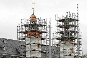 Am Südturm des Schlosses fallen die Gerüste - Das Landwirtschaftsmuseum Schloss Blankenhain bleibt ein Baustelle, ist aber geöffnet. 