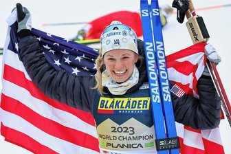 America first in der Loipe - Allrounderin Jessie Diggins jubelte am Dienstag in Planica über ihr zweites WM-Gold nach dem Titel 2013.