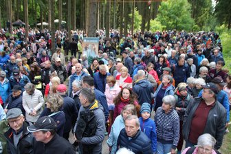 Andrang bei Freiluft-Gottesdienst im Erzgebirge: 1800 Menschen zieht’s zu Pfingsten in den Wald - Zu einem der größten sächsischen Freiluft-Gottesdienste am Pfingstmontag sind 1800 Menschen in den Erzgebirgswald gepilgert.