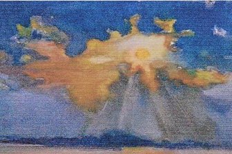 Aquarell-Kopie bereichert Ausstellung in Brunn - Das Aquarell Sonnenaufgang wurde im Jahr 1981 von Johanna Neef aus Brunn gemalt.