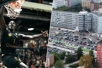 Arena für die Niners: Wer hinter dem Projekt steckt und wie es nun weitergehen soll - Noch spielen die Niners um Aher Uguak in der Messe. Der Basketball-Bundesligist hofft auf den Neubau einer Sport- und Kulturhalle hinter der Parteifalte.