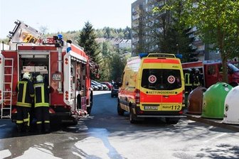Aue: Brand in Hochhaus -