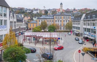 Aue räumt bei Städtewettbewerb "Ab in die Mitte!" ersten Preis ab - Blick auf den Auer Postplatz.