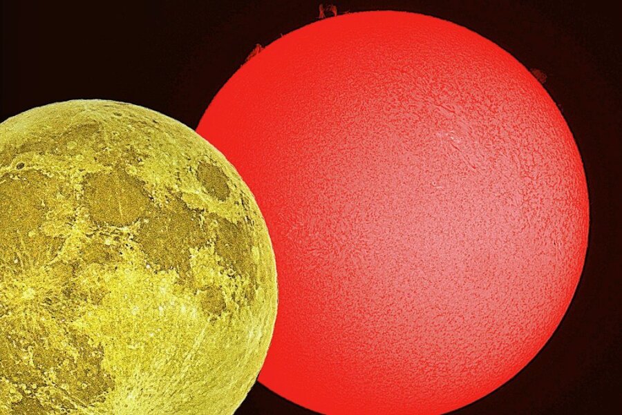 Auer erstellt kuriose Sonnenfinsternis-Aufnahme - Ein hell erleuchteter Mond verdeckt die Sonne.