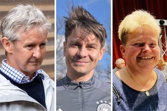 Auf dieses Ergebnis tippen Erzgebirger im EM-Achtelfinale Deutschland gegen Dänemark - Skisprunglegende Jens Weißflog (v. l.), Thalheims Bürgermeister Nico Dittmann und Grit Wolf, Vorsitzendes des Auer Blema-Chors, haben einen Tipp, wie das Fußballspiel am Samstag ausgeht.