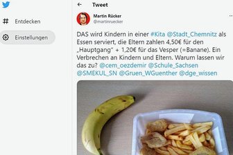 Aufregung um angebliches Chemnitzer Kita-Essen: Fritten-Foto löst Shitstorm aus - Dieser Tweet sorgte für viele Diskussionen im Internet. Ist dieses angebliche Kita-Essen ein Verbrechen an die Kinder?
