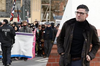 Auftritt von Martin Sellner in Chemnitz von Protest begleitet - Der Auftritt von Martin Sellner (rechts) in Chemnitz wurde von einer Demonstration begleitet.