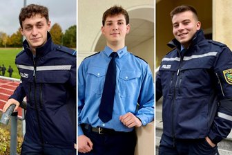 Ausbildungsstart an Polizeischule im Erzgebirge: Drei junge Sachsen erzählen, warum sie Polizist werden wollen - Sind die Neuen an der Polizeifachschule Schneeberg: Alexander Mittrach (v. l.), Carl-Johann Pörnig und Frederik Haupt.