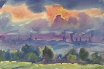 Ausstellung zeigt Idylle und harte Einschnitte - Max Schneider: "Industrielandschaft am Abend" (1963).
