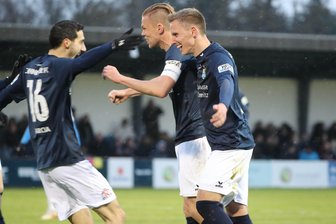 Auswärtssieg für Chemnitzer FC gegen Wacker Nordhausen - Torjubel nach dem Treffer zum 2:1 durch Torschütze Paul Milde.