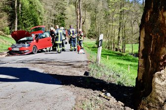 Auto prallt gegen Baum in Langenberg - Staatsstraße 269 wegen Unfall voll gesperrt - Auf der Straße in Richtung Langenberg ist am Samstagmittag ein Skodafahrer gegen einen Baum geprallt und schwer verletzt worden.