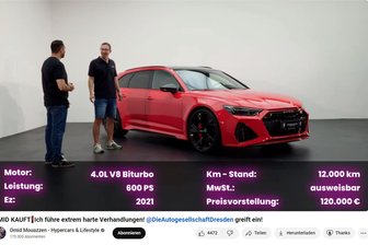 Autohandel auf Youtube: Vogtländer verkauft seinen 600 PS-Luxus-Audi in neuer Show „Omid kauft“ - Matthias Müller mit seinem Audi in den Verkaufsverhandlungen bei Luxusautohändler Omid Mouazzen und seiner Show auf Youtube.