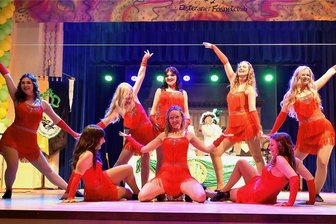 Bad Elster feiert temperamentvoll Fasching: Tanzgarden begeistern - Eine ausgelassene Stimmung herrschte am Samstag beim Fosnetball des Elsteraner Fosnetclubs im Königlichen Kurhaus. Im Foto: die Prinzengarde...