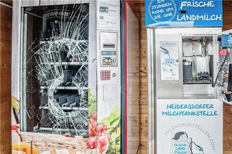 Bargeld, Saft und Sekt: Diebe gehen in Agrarbetrieben des Erzgebirges auf Beutetour - Die beiden Automaten der Agrargesellschaft Heidersdorf, an denen rund um die Uhr Lebensmittel gekauft werden konnten, wurden von den Dieben zerstört. 