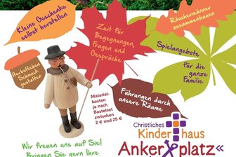 Barrierefrei und familiär: Kinderhaus Zethau öffnet am Samstag seine Bastelwerkstatt - Mit diesem Flyer wirbt das Christliche Kinderhaus „Ankerplatz“ in Zethau für die Bastelwerkstatt am 26. Oktober.