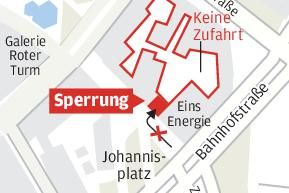 Bauarbeiten: Durchfahrt auf Johannisplatz dicht - Übersichtskarte.