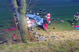 Baum bei Methau wird Autofahrer zum Verhängnis - Der Pkw stieß zwischen Methau und Hermsdorf frontal gegen einen Baum und schleuderte einen Abhang hinab. 