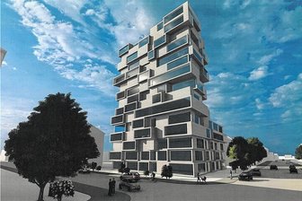 Bekommt Chemnitz ein neues Wohn-Hochhaus mit 16 Etagen? - Unruhige Front mit vielen Fenstern: So könnte der Lutherturm aussehen. Das oberste der 16 Geschosse soll eine kleinere Grundfläche haben und ist deswegen nicht zu erkennen. 