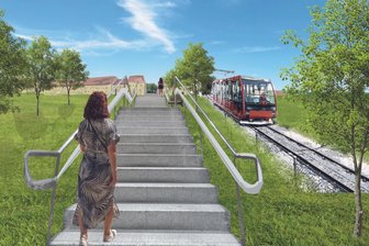 Bekommt diese Stadt im Erzgebirge eine Seilbahn, einen Campus oder einen Wald-Campingplatz? - Eine der Ideen: eine Standseilbahn samt Treppe zwischen Alt- und Mittelstadt von Johanngeorgenstadt. Die Projektentwürfe von Studenten der TU Dresden sind jetzt in der Turnhalle zu sehen gewesen.