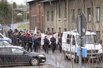 Bereitschaftspolizei trainiert im Chemnitzer Eisenbahnmuseum -
