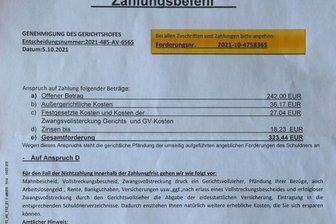 Betrugsmasche: Rentnerin aus Lichtenstein erhält per Post "Zahlungsbefehl" - Ein Auszug aus dem ominösen Brief. Schon die Rechtschreibfehler deutendarauf hin, dass Betrüger am Werk sind.