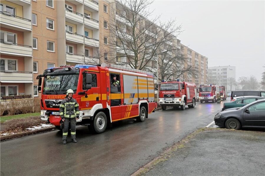 Brand: Defekter Computer mögliche Ursache - Berufs- und Planitzer Feuerwehr rückten am Freitag zu einem Wohnhausbrand in die Dortmunder Straße aus. 