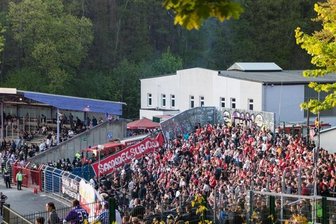Brand im Erzgebirgsstadion Aue während des Pokalfinals - 