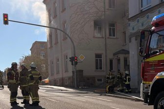 Brand in Mehrfamilienhaus in Limbach-Oberfrohna - Einsatzfahrzeuge in der Feuerwache in Limbach-Oberfrohna.
