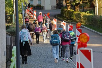 Bremshügel und Markierung ersetzen Warnbaken: Pläne für Umgestaltung stoßen auf Kritik in der Grundschule in Remse - Die Warnbaken als Trennung zwischen Gehweg und Fahrbahn haben in Remse ausgedient.