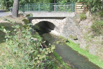 Brücke am Försterberg in Freiberg: Stadtverwaltung prüft Ersatzlösung - An dieser Brücke über den Münzbach staut sich bei Starkregen das Wasser.