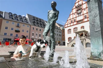 Brunnen auf dem Plauener Altmarkt sprudelt wieder - Nachdem die Reparaturarbeiten abgeschlossen sind, sprudelt der König-Albert-Brunnen auf dem Altmarkt wieder.