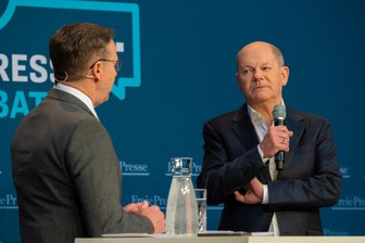 Bundeskanzler Olaf Scholz in der "Freie Presse"-Debatte -