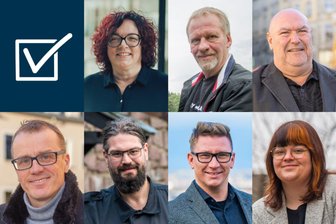 Bundestagswahl 2025 im Wahlkreis 163: Das sind die Kandidaten im Erzgebirge - Sie treten im Erzgebirge als Direktkandidaten an: Ulrike Harzer, Thomas Dietz, André Müller (oben von links), Alexander Krauß, Philipp Riese, Silvio Heider, Jennifer Wolf (unten von links).