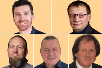 Bundestagswahl: Freie Wähler stellen mehr Direktkandidaten in Südwestsachsen auf als 2021 - Die Kandidaten der Freien Wähler in Südwestsachsen, von links oben nach rechts unten: Philipp Kirmse (Wahlkreis 163), Anselm Meyer (WK 164), Mark Sontowski (WK 160), Sven Galambos (WK 161), Jürgen Petzold (WK 165).