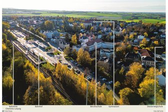 Burgstädt auf Sparflamme: Schulcampus-Projekt auf Eis gelegt - Die Grafik zeigt die Standorte von Ex-Berufsschule, Gymnasium und Diesterwegschule, die künftig einen Schulcampus bilden könnten.
