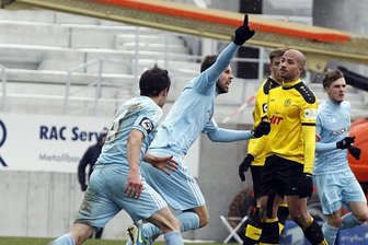 CFC gewinnt gegen Fortuna Köln mit 3:1 - Der Chemnitzer Spieler Marc Endres freut sich über seinen Treffer zum 1:0.