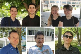 Chemnitz im Glücksatlas knapp hinter Leipzig und klar vor Dresden: Das sagen Einwohner zur Platzierung - Chemnitzer Stimmen zum Glücksatlas 2025. Oben: Mohamed Fedaa, Bashar Alhut, Clara Pulst, Liv Grete (v.l.). Unten: Sven Klemm, Bettina Sarfert, Max Müller (v.l.).