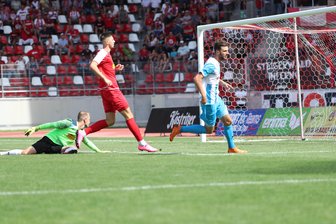 Chemnitzer FC gewinnt in Erfurt 3:0 - Tor für Chemnitz, Treffer zum 0:1 durch Torschütze Dejan Bozic